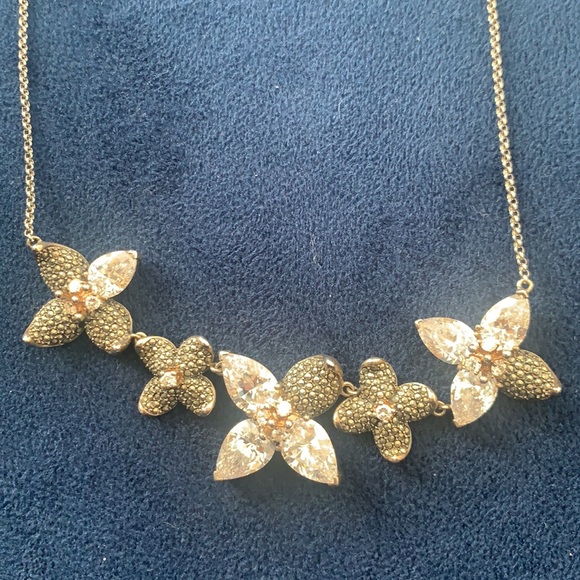 Judith Jack Rare Marcosite Crystal Flower Sterling Necklace - Picture 1 of 7